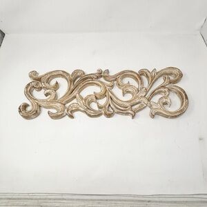 NOVICA Handmade White Washed Wood Scroll Relief Panel Accent Art Ethnic 19” X 7”
